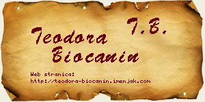 Teodora Biočanin vizit kartica